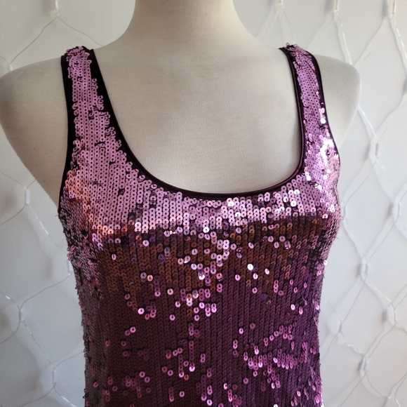 Express Sequined Tank Top or Dress / Purple Ombre / Small Petite - Picture 3 of 6